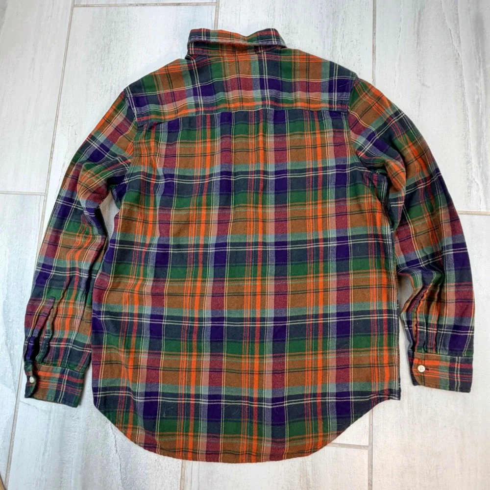 Polo Ralph Lauren Kids XL 18-20 Flannel Shirt Plaid Orange Green Purple Cotton